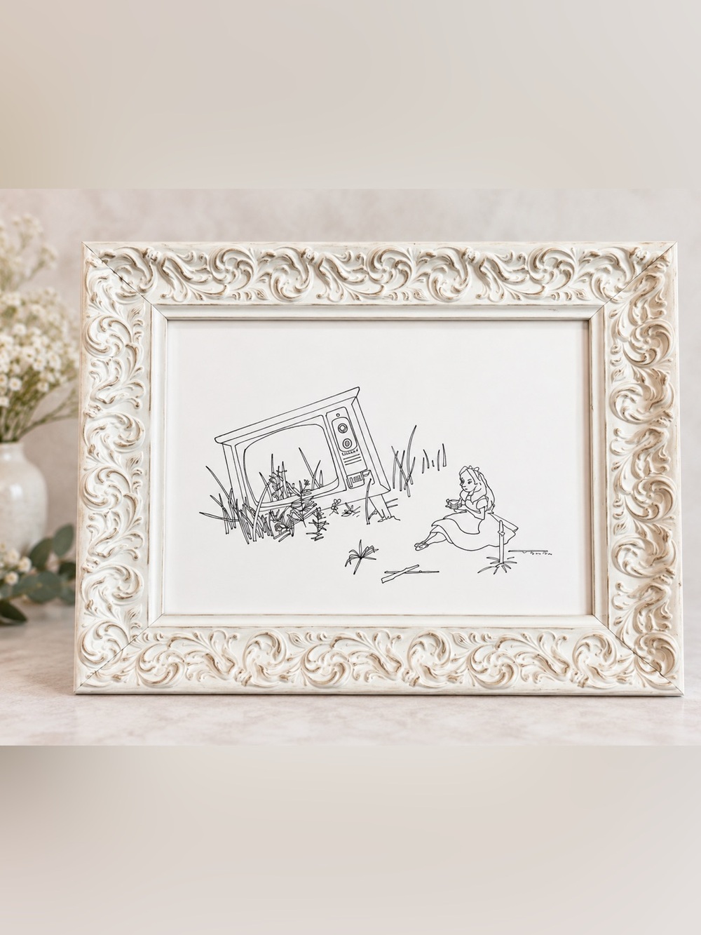 Catalina Scoppa Original Ink Drawing 2016 Alice in
Wonderland COA Signed